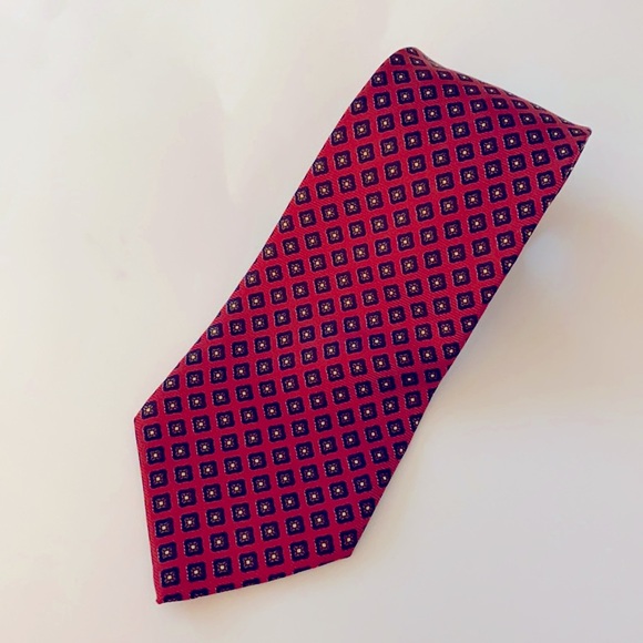 Breuer Red Diamond Pattern Silk Tie Handmade Italy - Picture 1 of 4